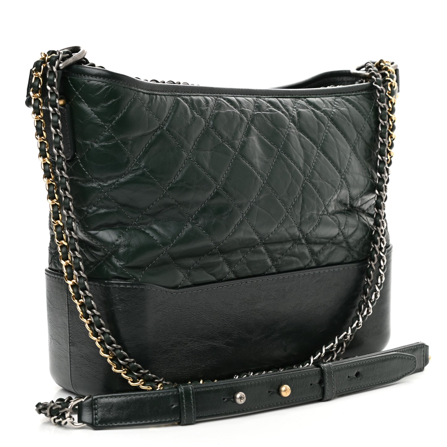 Aged Calfskin Quilted Medium Gabrielle Hobo Dark Green