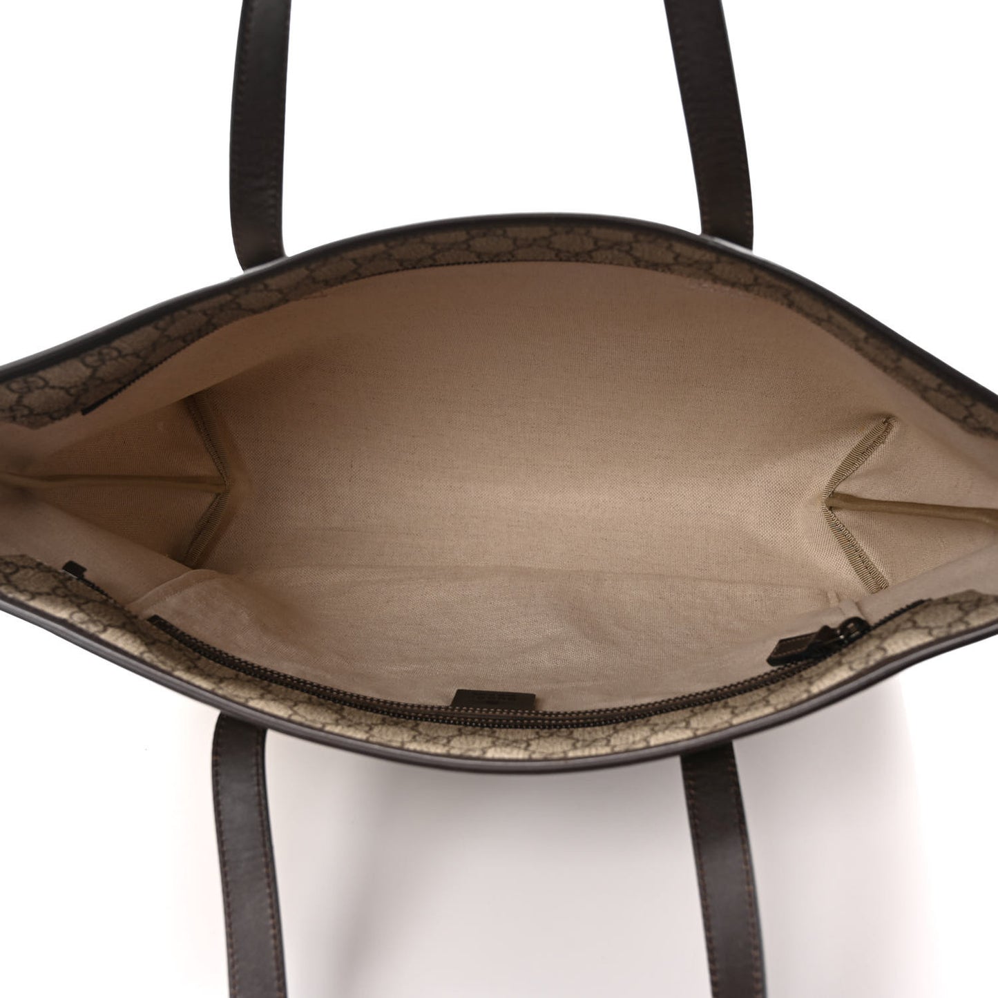 GG Supreme Monogram Medium Zippered Shopping Tote Dark Brown