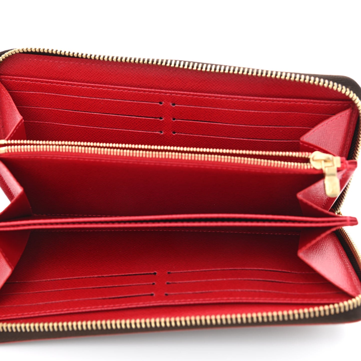 Damier Ebene Studded Zippy Wallet Cherry