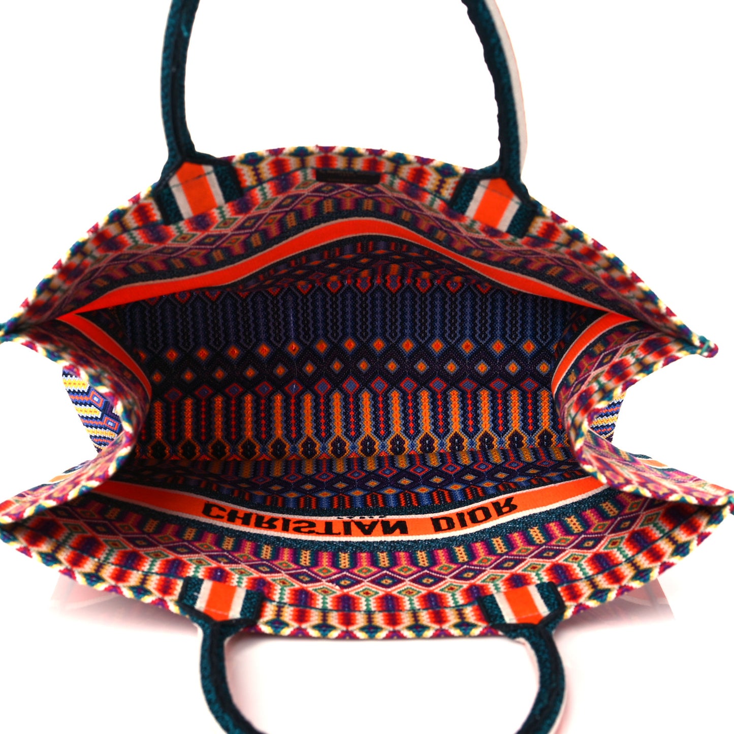 Canvas Embroidered Large Book Tote Orange Multicolor