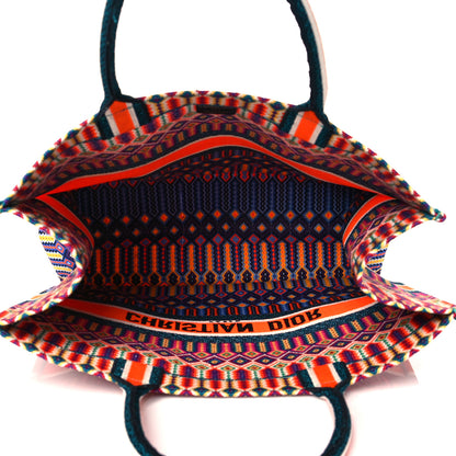 Christian Dior Canvas Embroidered Large Book Tote Orange Multicolor 7 of 10