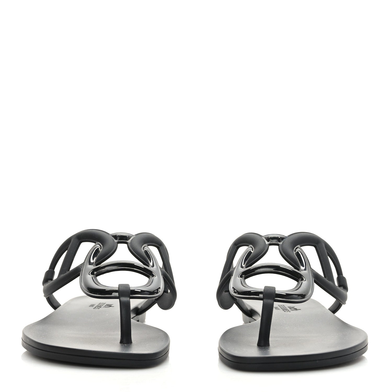 Hermes Rubber Womens Egerie Sandals 39 Black 2 of 8