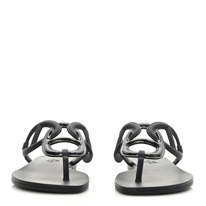 Hermes Rubber Womens Egerie Sandals 39 Black 2 of 8