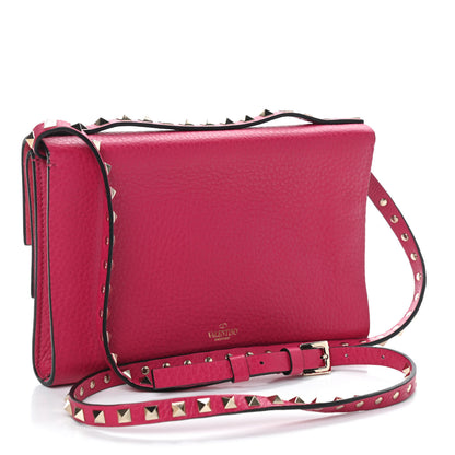 Valentino Garavani Pebbled Calfskin Rockstud Double Flap Crossbody Bag Blossom 3 of 9