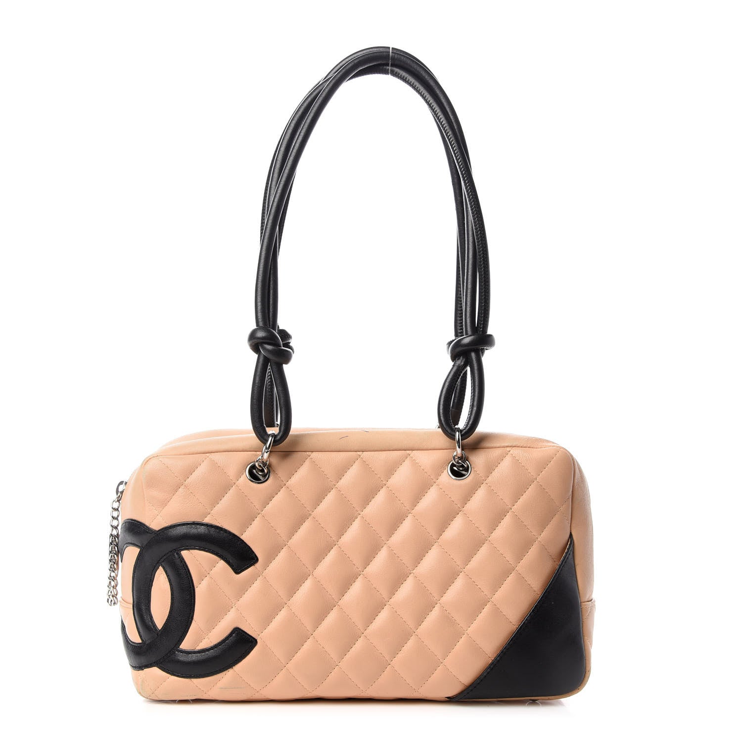 Chanel Calfskin Quilted Large Cambon Bowler Beige Black 1 of 12