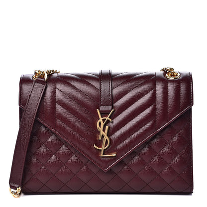 Saint Laurent Grain De Poudre Textured Mixed Matelasse Medium Triquilt Monogram Satchel Rouge Legion 1 of 9