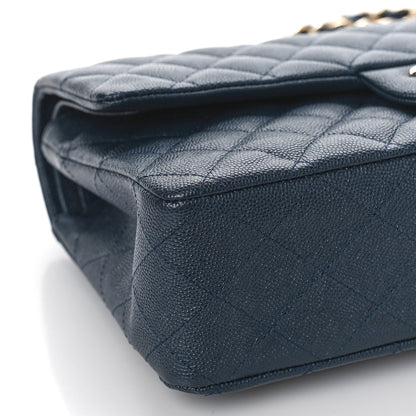 Chanel Caviar Quilted Medium Double Flap Dark Blue 7 of 8