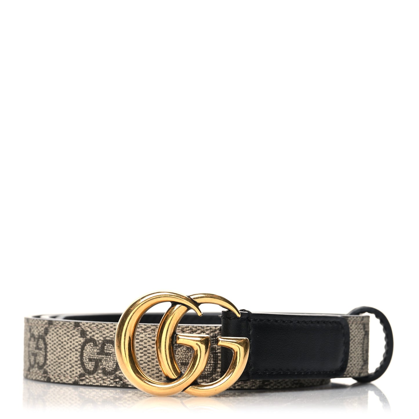 GG Supreme Monogram Matte Plutone Calfskin Double G 20mm Belt 75 30 Beige Ebony Black