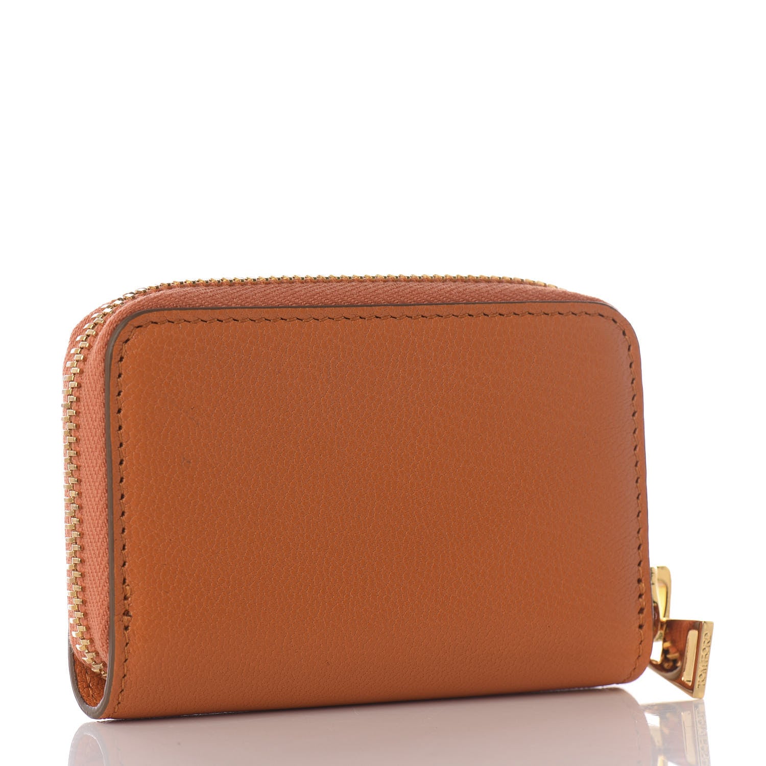 Tom Ford Calfskin Zip Coin Purse Orange 2 of 9