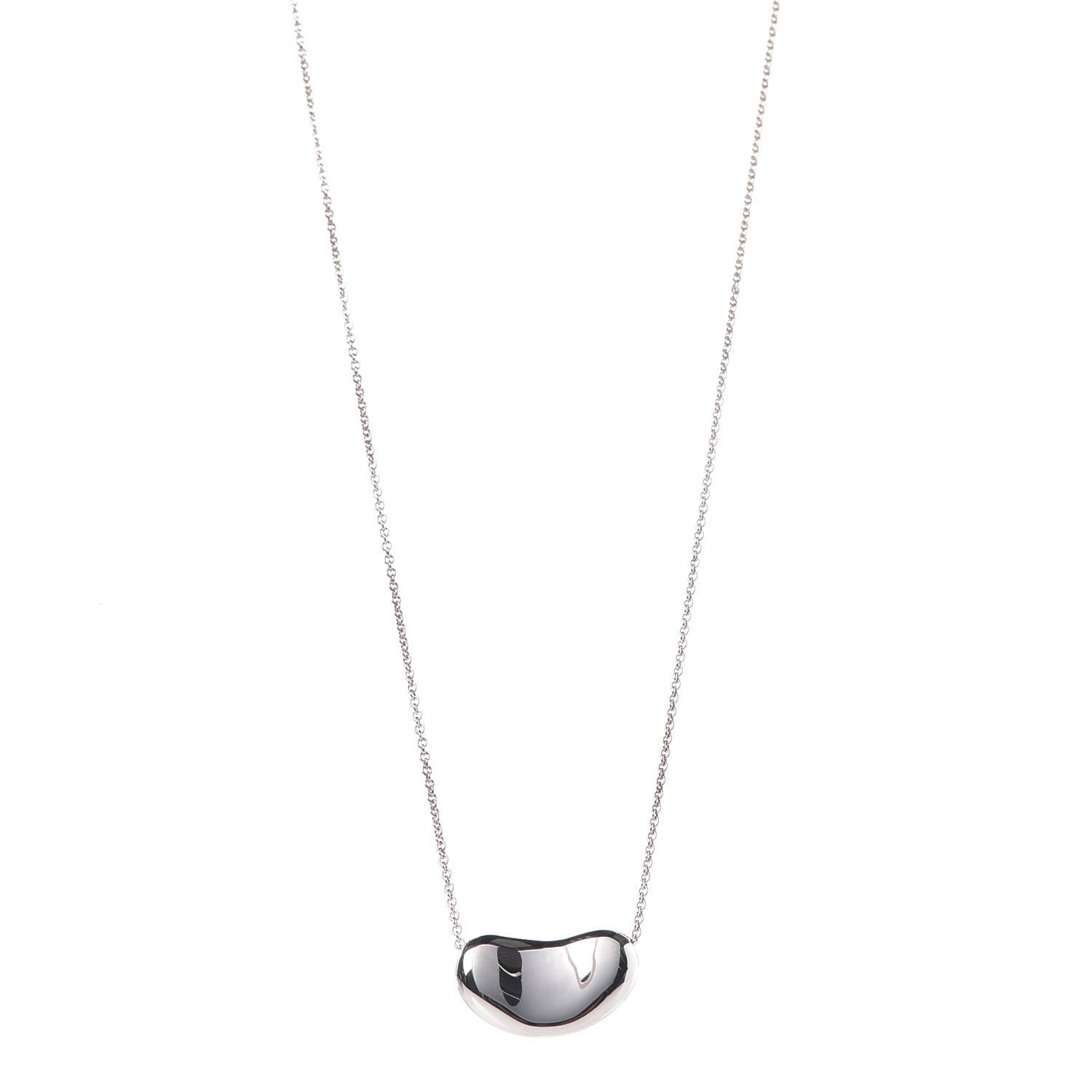 Tiffany Sterling Silver 25mm Elsa Peretti Bean Pendant Necklace 1 of 7