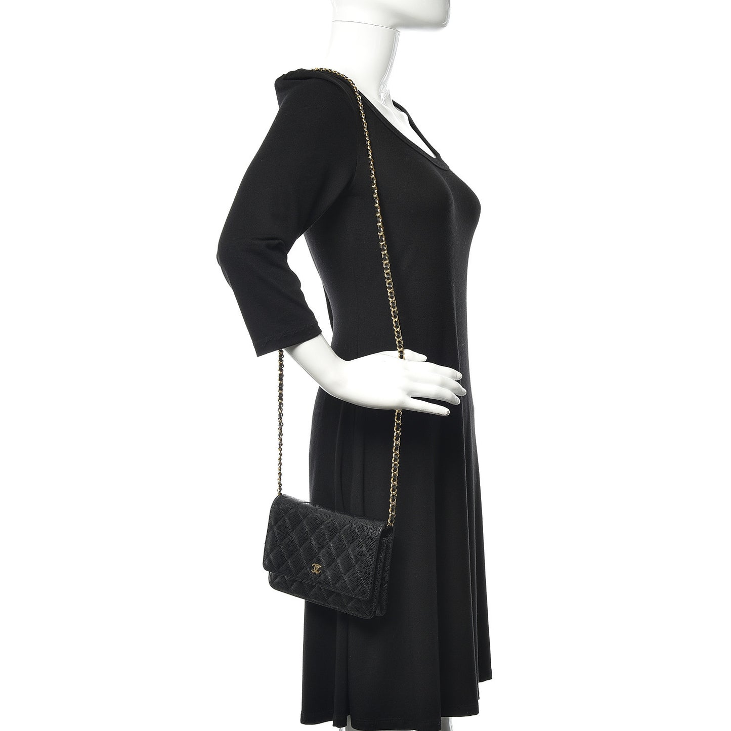 Caviar Quilted Wallet On Chain WOC Black