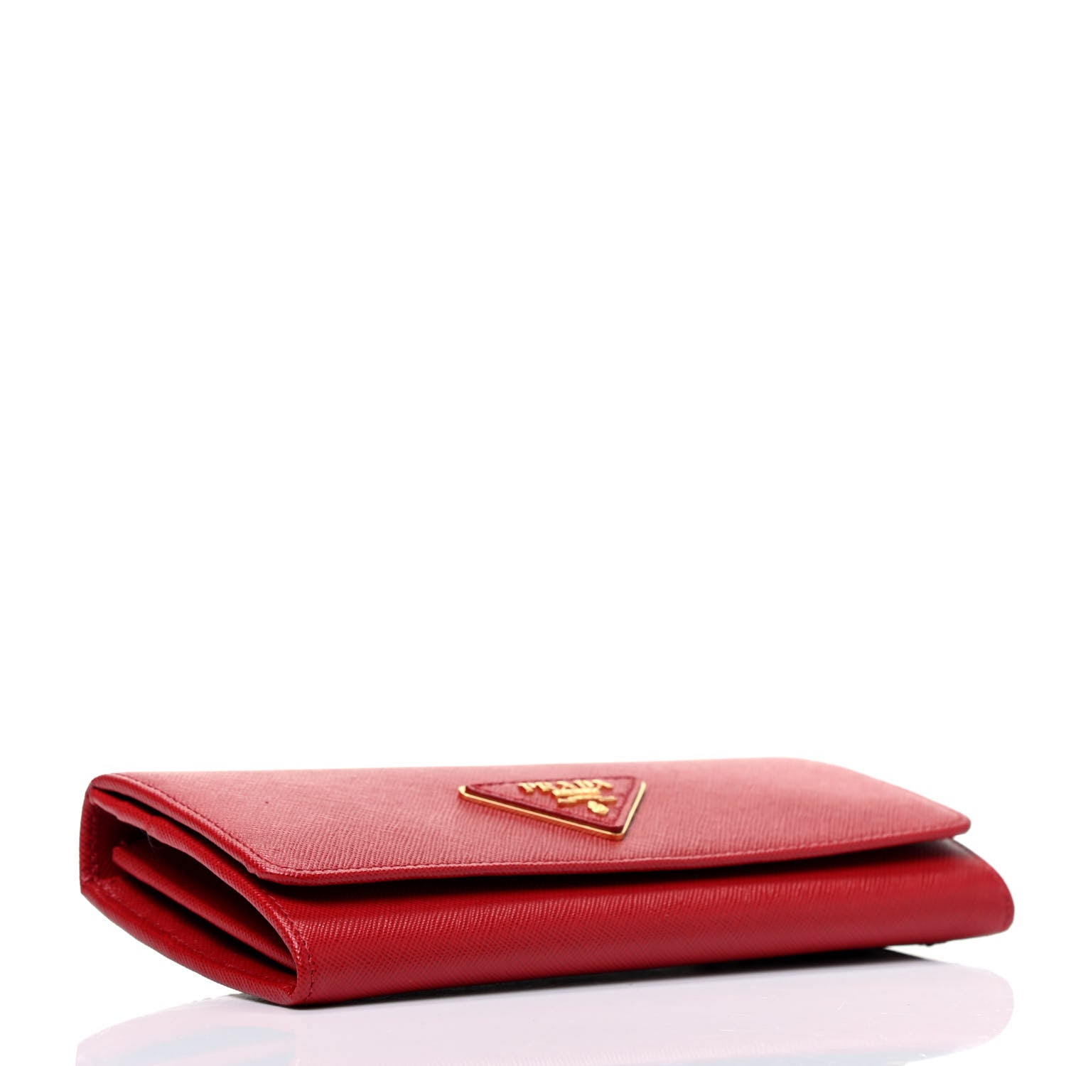 Prada Saffiano Triangle Continental Flap Wallet Fuoco 3 of 4