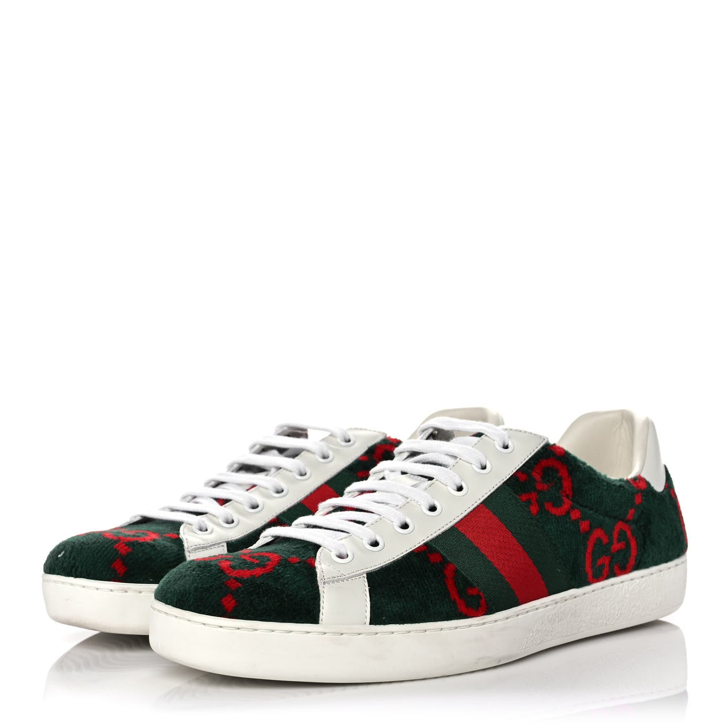 Covered Wool Big GG Monogram Mens Sneakers 9 Green Red