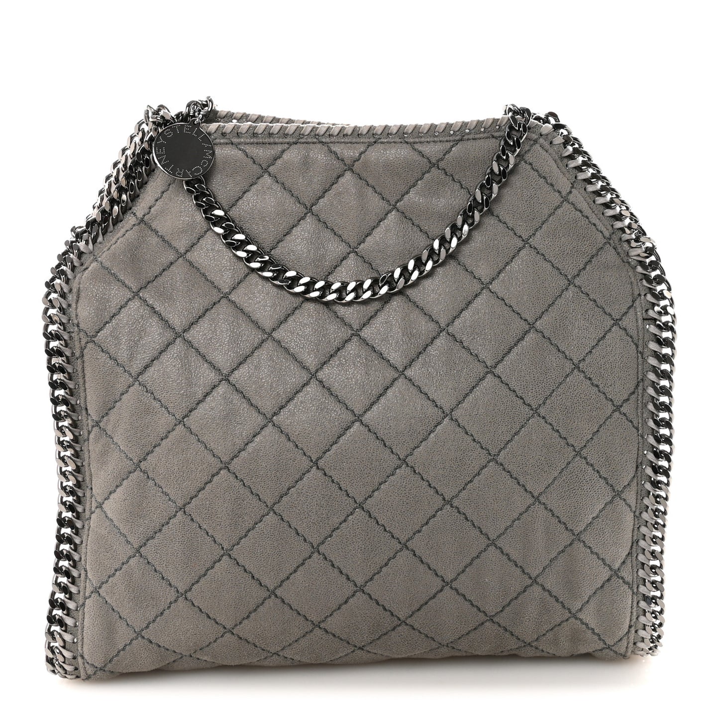 Shaggy Deer Quilted Small Falabella Tote  Light Grey
