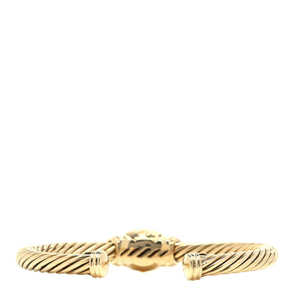 David Yurman 18K Yellow Gold Blue Topaz 5mm Noblesse Cable Bracelet 5 of 10