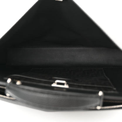 Fendi Cuoio Romano Selleria Vitello Grace Glazed Fabric FF 1974 Large Peekaboo Iconic Essential Satchel Black 5 of 10