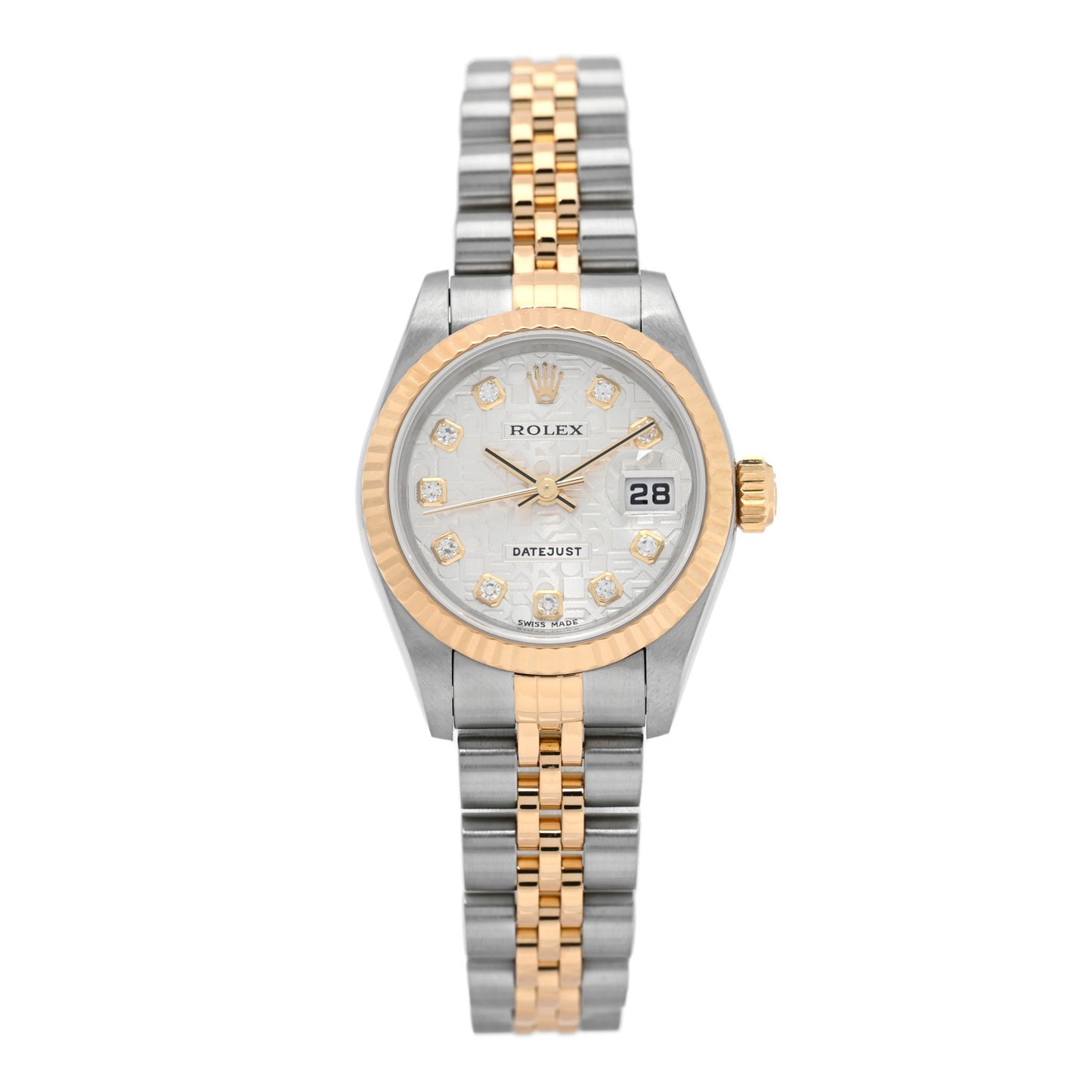 Stainless Steel 18K Yellow Gold Diamond 26mm Oyster Perpetual Datejust Watch Silver Jubilee 79173