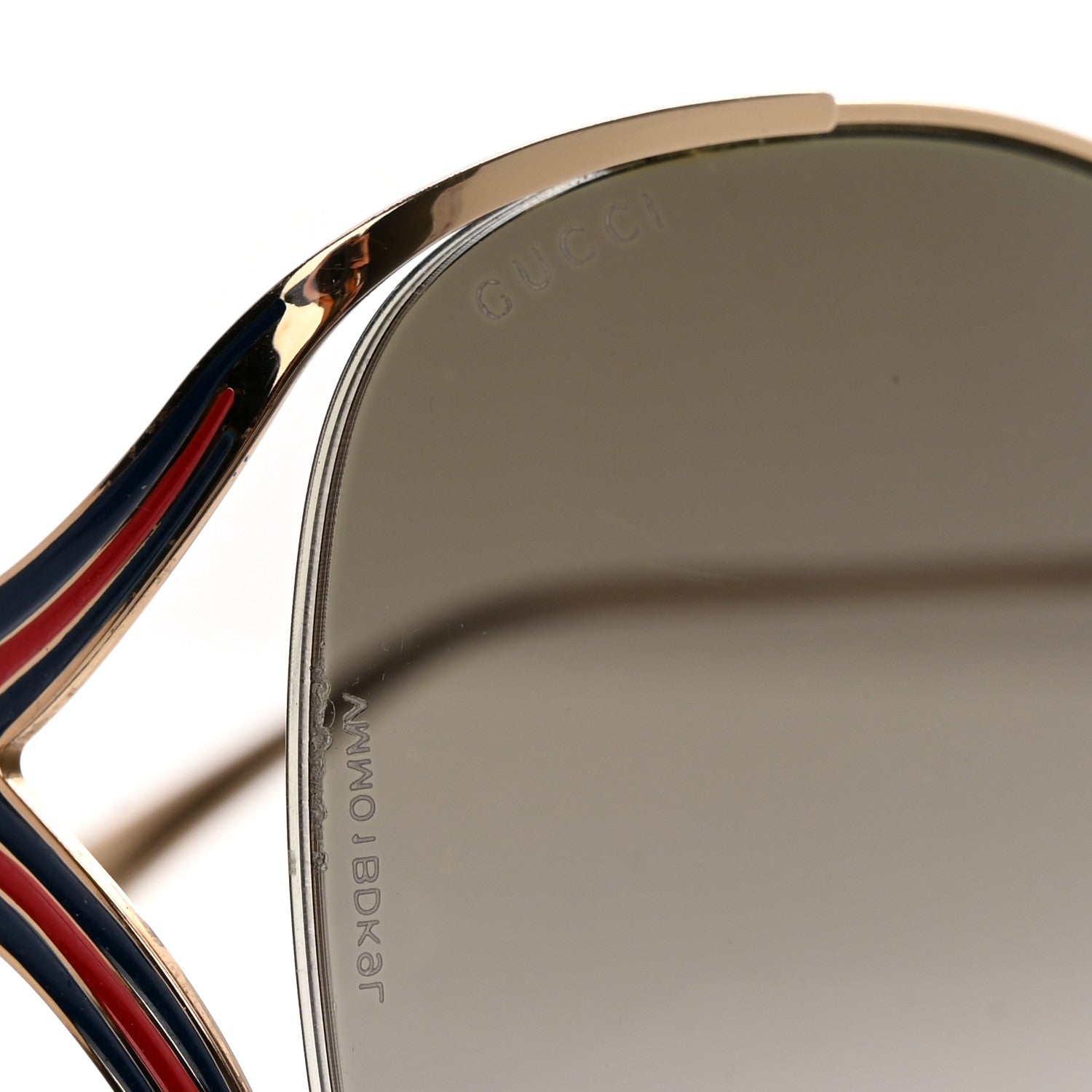 Gucci Metal Oversized Round Frame GG0225S Sunglasses Gold 7 of 7