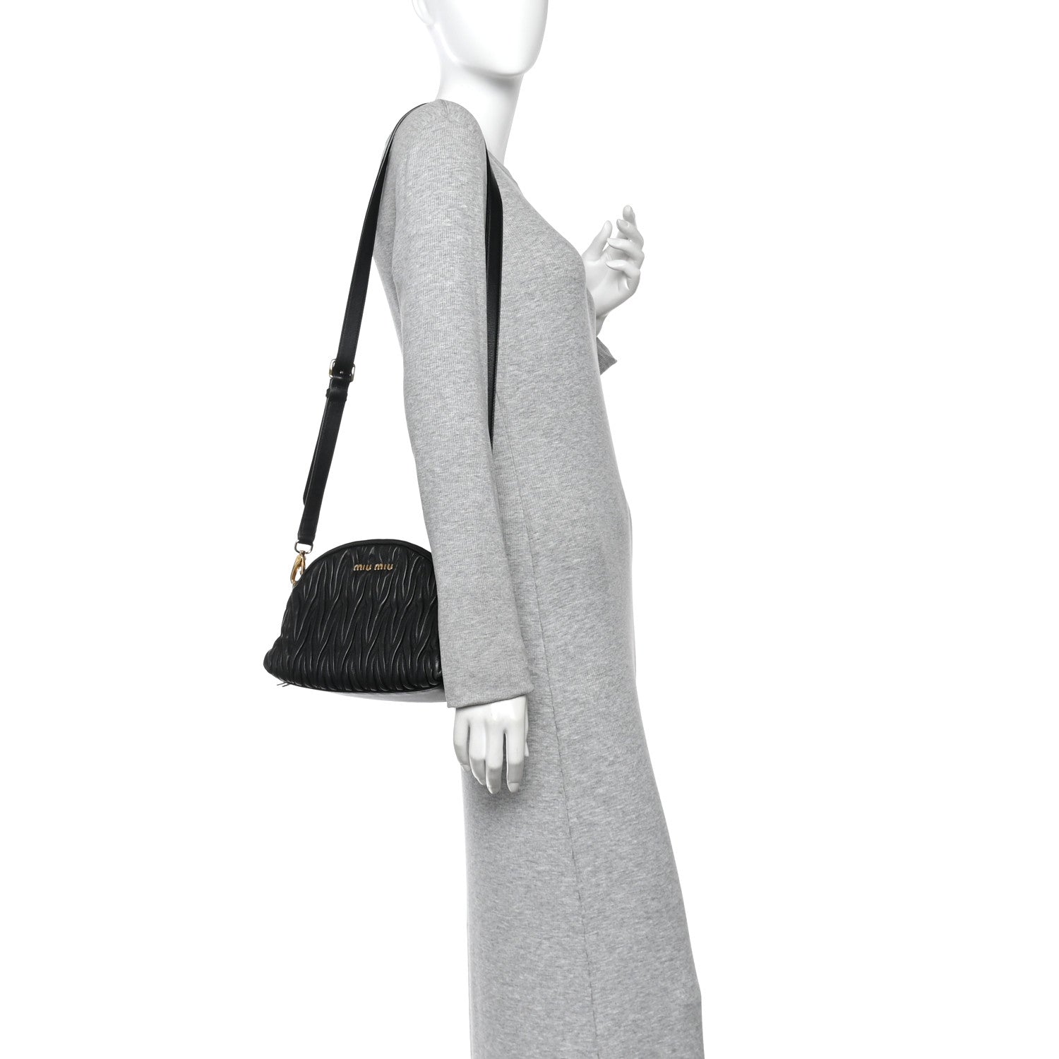 Miu Miu Nappa Matelasse Dome Crossbody Black 2 of 10