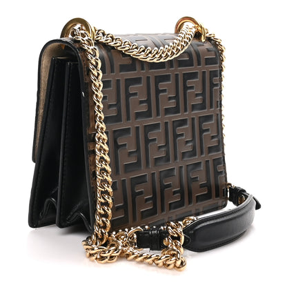 Fendi Vitello Liberty Bi-Color FF 1974 Embossed Small Kan U Shoulder Bag Maya Black 2 of 9