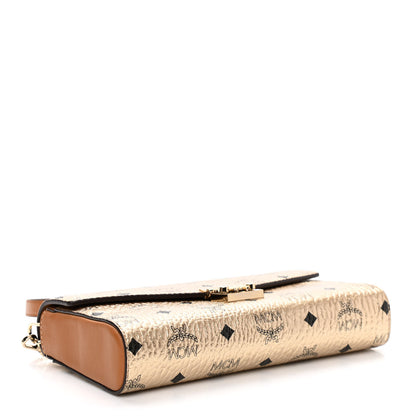 MCM Metallic Visetos Medium Millie Crossbody Bag Berlin Gold 4 of 10