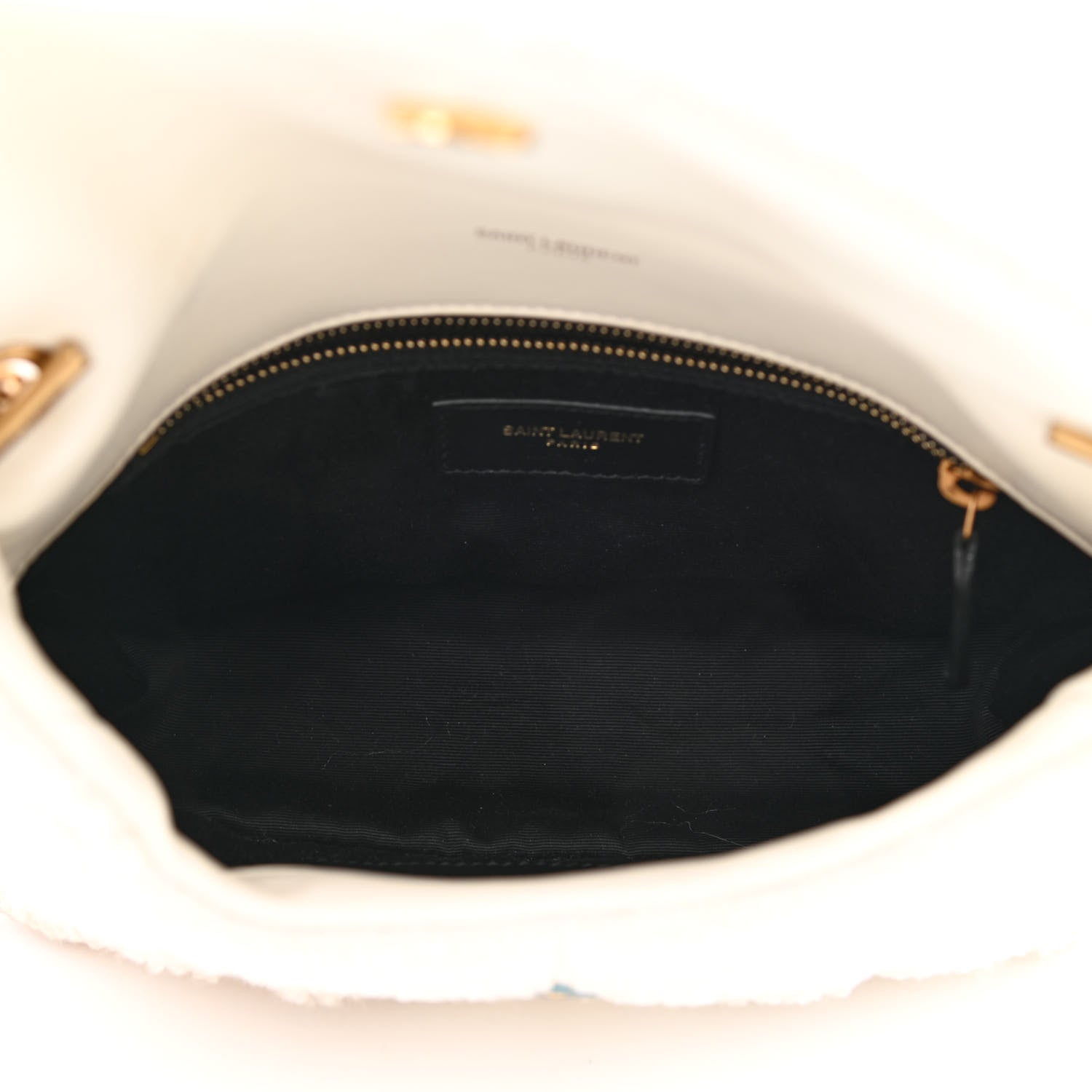 Saint Laurent Boucle Tweed Quilted Toy Loulou Puffer Monogram Chain Satchel Crema Soft 5 of 11