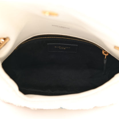 Saint Laurent Boucle Tweed Quilted Toy Loulou Puffer Monogram Chain Satchel Crema Soft 5 of 11