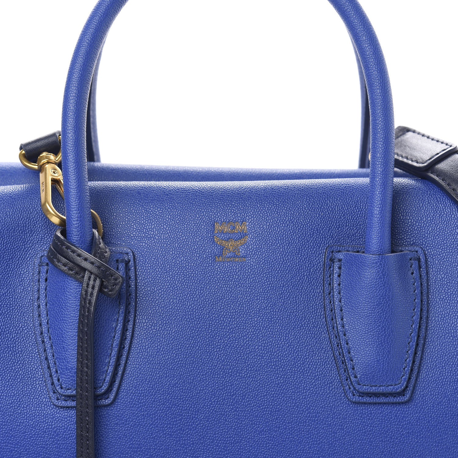 MCM Grained Calfskin Medium Milla Tote Blue 9 of 9