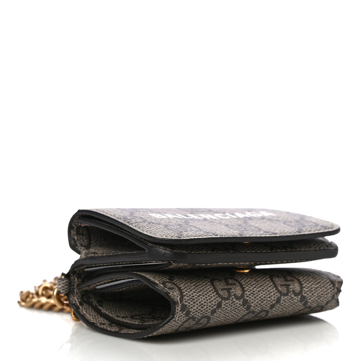 Balenciaga GUCCI X BALENCIAGA GG Supreme Monogram Logo Mini Cash Wallet on Chain Beige Ebony 4 of 10