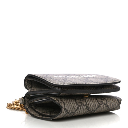 Balenciaga GUCCI X BALENCIAGA GG Supreme Monogram Logo Mini Cash Wallet on Chain Beige Ebony 4 of 10