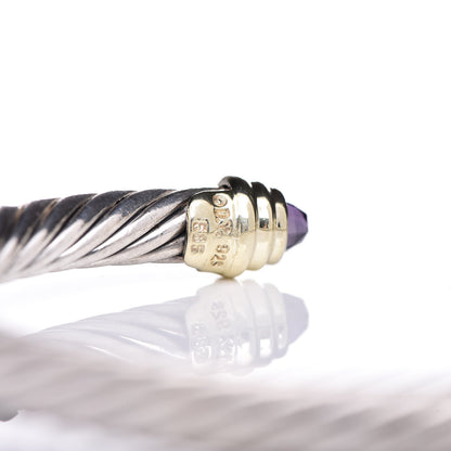David Yurman Sterling Silver 14K Yellow Gold Amethyst 5mm Cable Classics Petite Color Bracelet 4 of 5