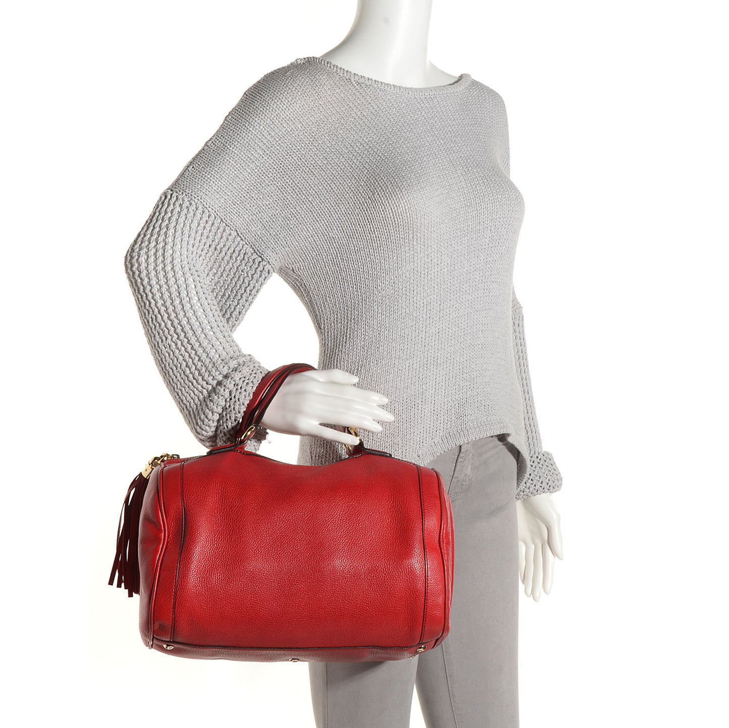 Pebbled Calfskin Medium Soho Boston Red