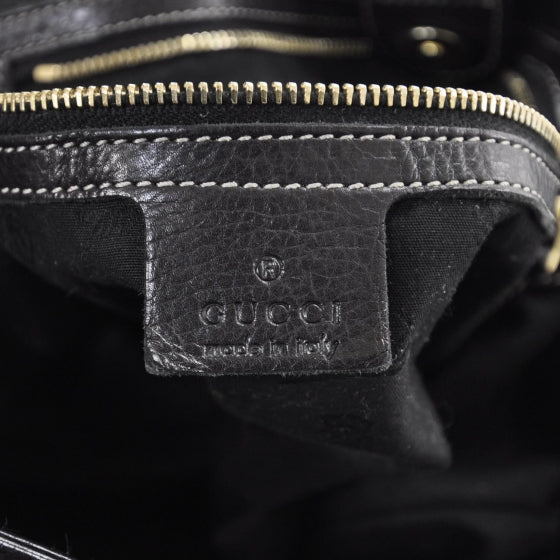 Leather Crest Boule Bag Black