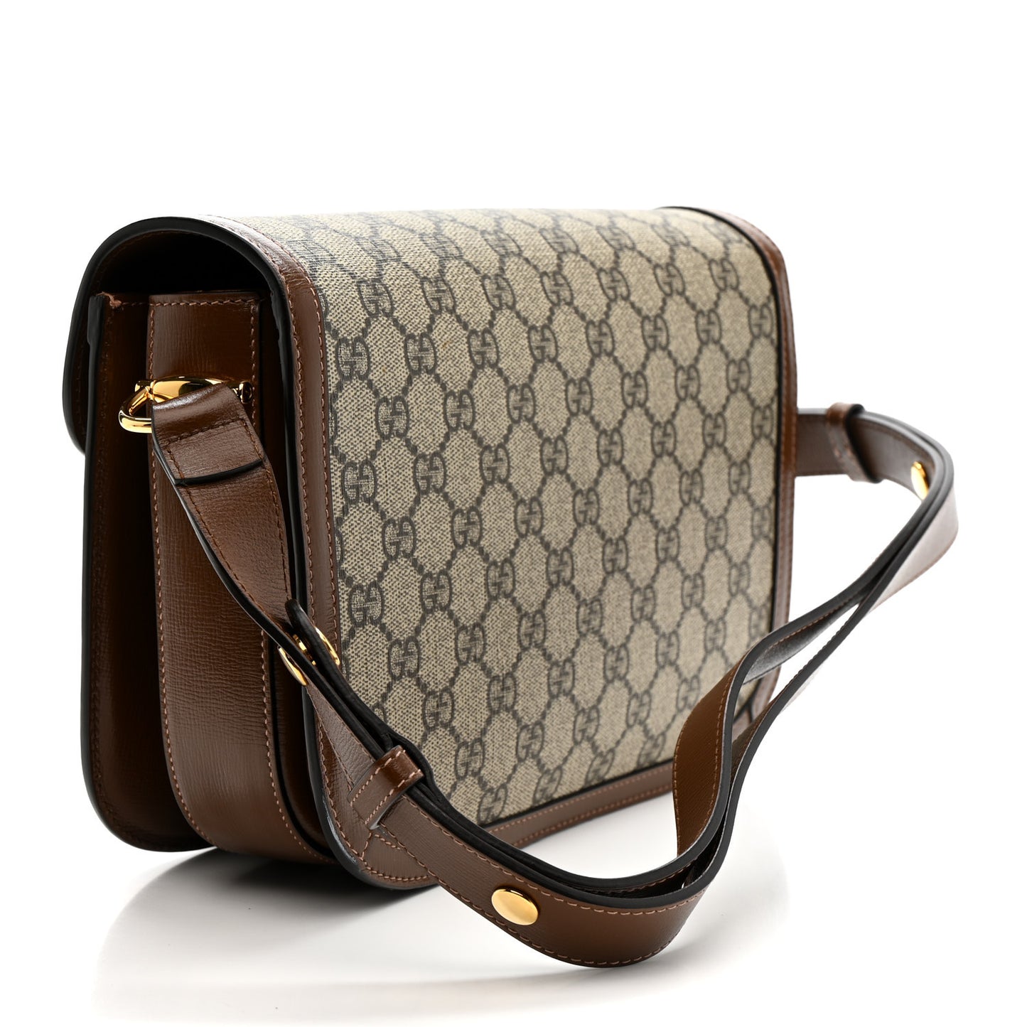 GG Supreme Monogram Horsebit 1955 Shoulder Bag Beige Brown Sugar