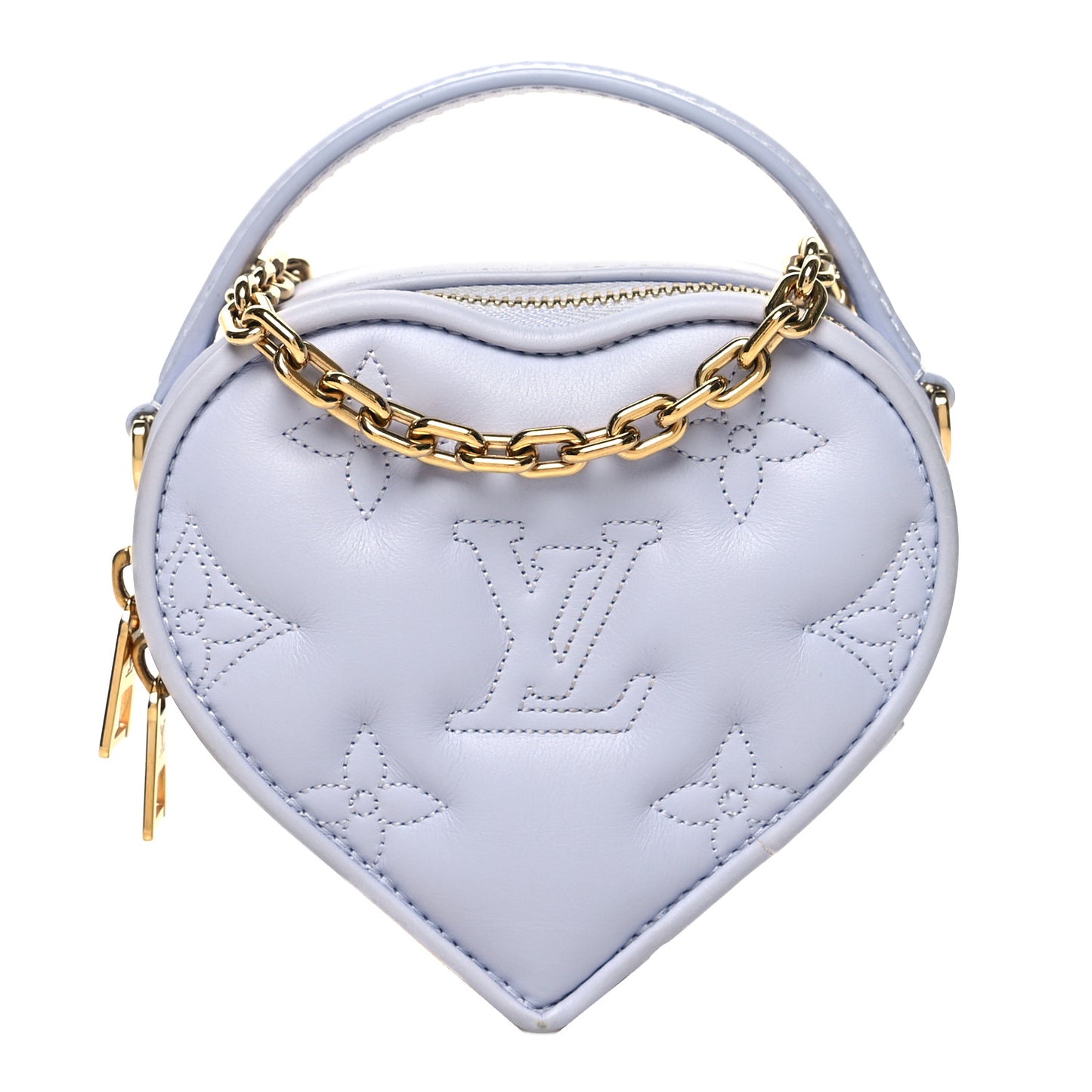 Calfskin Embroidered Monogram Pop My Heart Bag Pouch Lilac