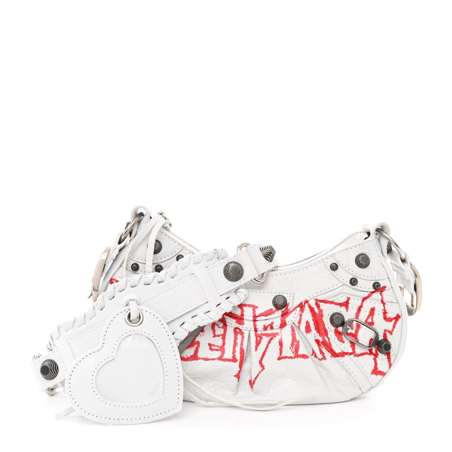 Balenciaga Agneau Arena Lunar New Year Graffiti Logo Le Cagole Shoulder Bag XS Optic White 3 of 12