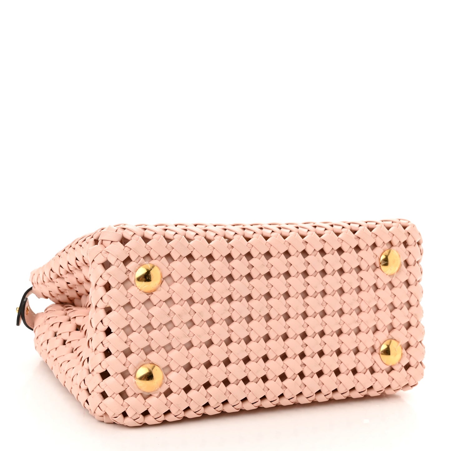 Nappa Woven Mini Peekaboo Iconic Satchel Rosa Confetto