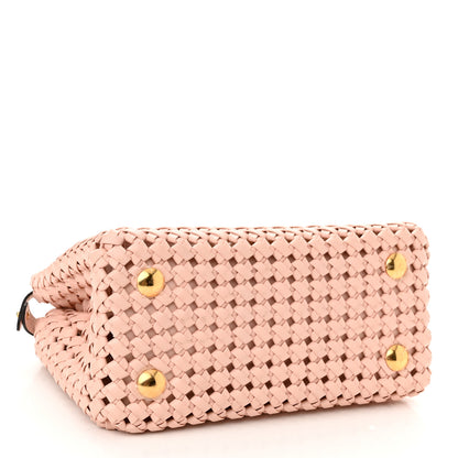 Fendi Nappa Woven Mini Peekaboo Iconic Satchel Rosa Confetto 4 of 10