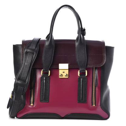 3.1 Phillip Lim 3.1 Smooth Calfskin Medium Pashli Satchel Berry Black 1 of 7