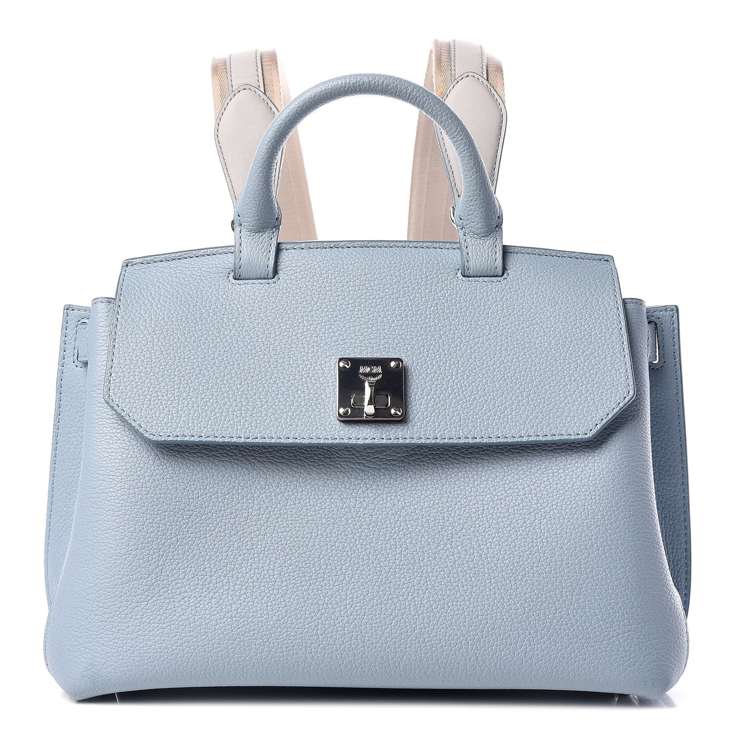 Pebbled Calfskin Medium Milla Backpack Sky Blue