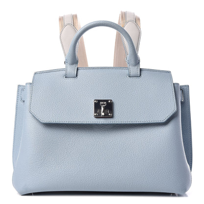 MCM Pebbled Calfskin Medium Milla Backpack Sky Blue 1 of 14