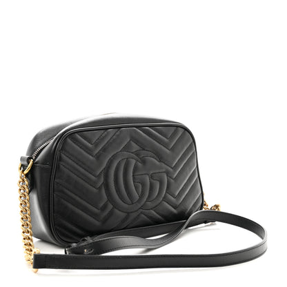 Gucci Calfskin Matelasse Small GG Marmont Chain Shoulder Bag Black 3 of 11