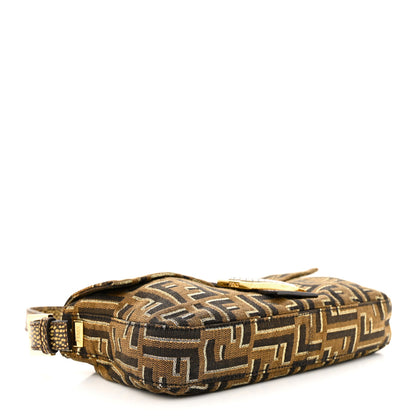 Fendi Zucca Vitello Crystal Baguette Tobacco Moro 4 of 10