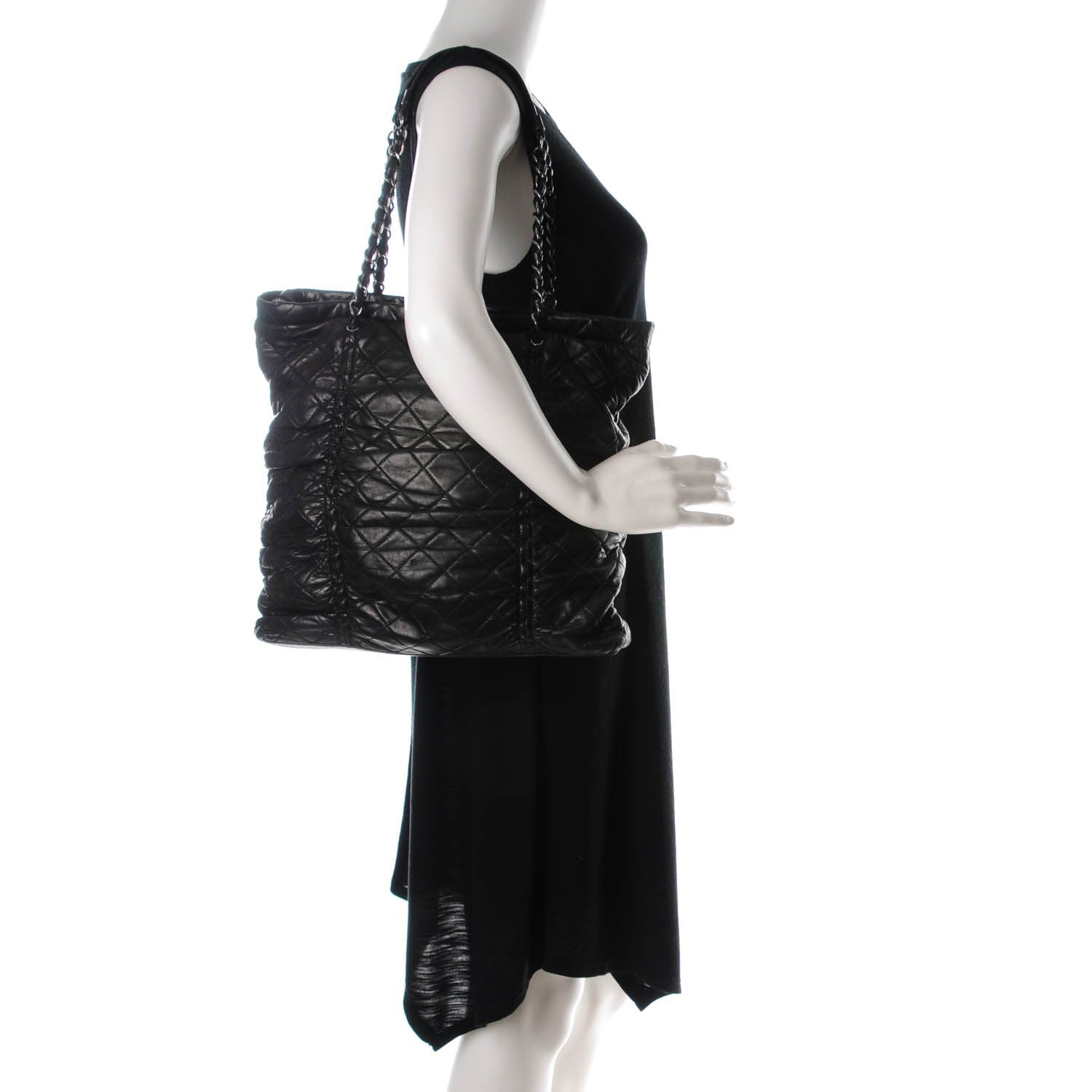 Chanel Lambskin Quilted Sharpei Shopping Tote Black 2 of 9
