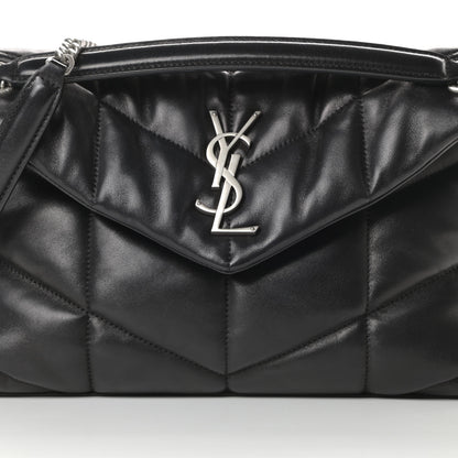 Saint Laurent Lambskin Quilted Small Loulou Puffer Monogram Chain Satchel Black 8 of 10