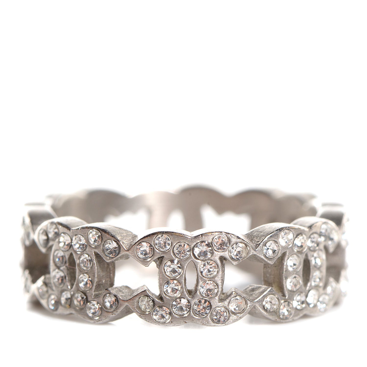 Chanel Crystal CC Ring 6.5 Silver 5 of 5