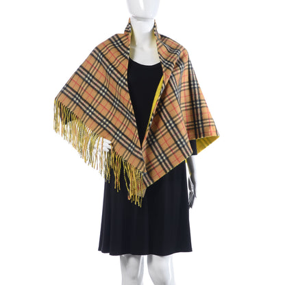 Burberry Cashmere Fluorescent Vintage Check Bandana Scarf Bright Lemon 2 of 5