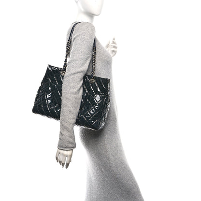 Chanel Patent Quilted Large Coco Shine Shopping Tote Navy 2 of 10