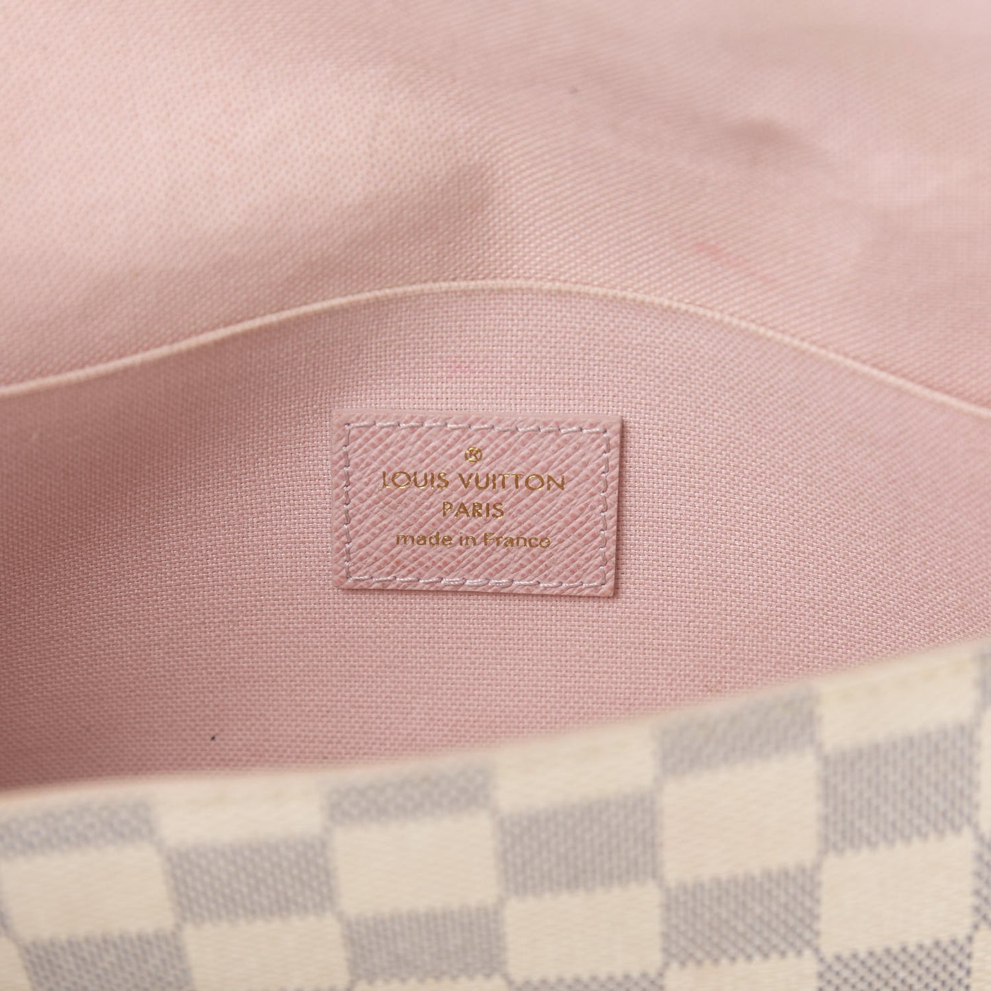 Damier Azur Pochette Felicie Chain Wallet Rose Ballerine