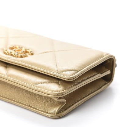Chanel Metallic Goatskin Quilted 19 Wallet On Chain WOC Gold 7 of 15